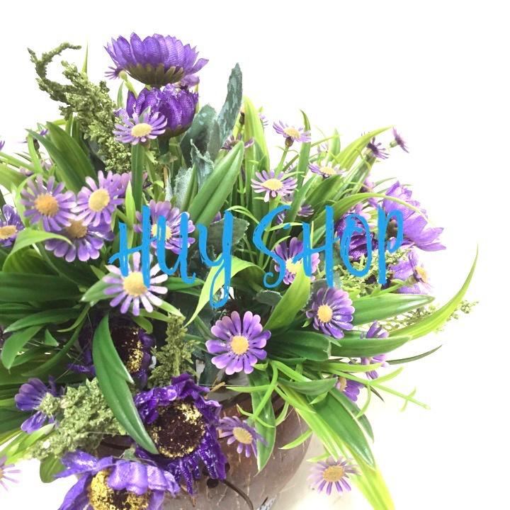 CHẬU GÁO DỪA HOA NHÂN TẠO TRANG TRÍ NHÀ CỬA 9-12