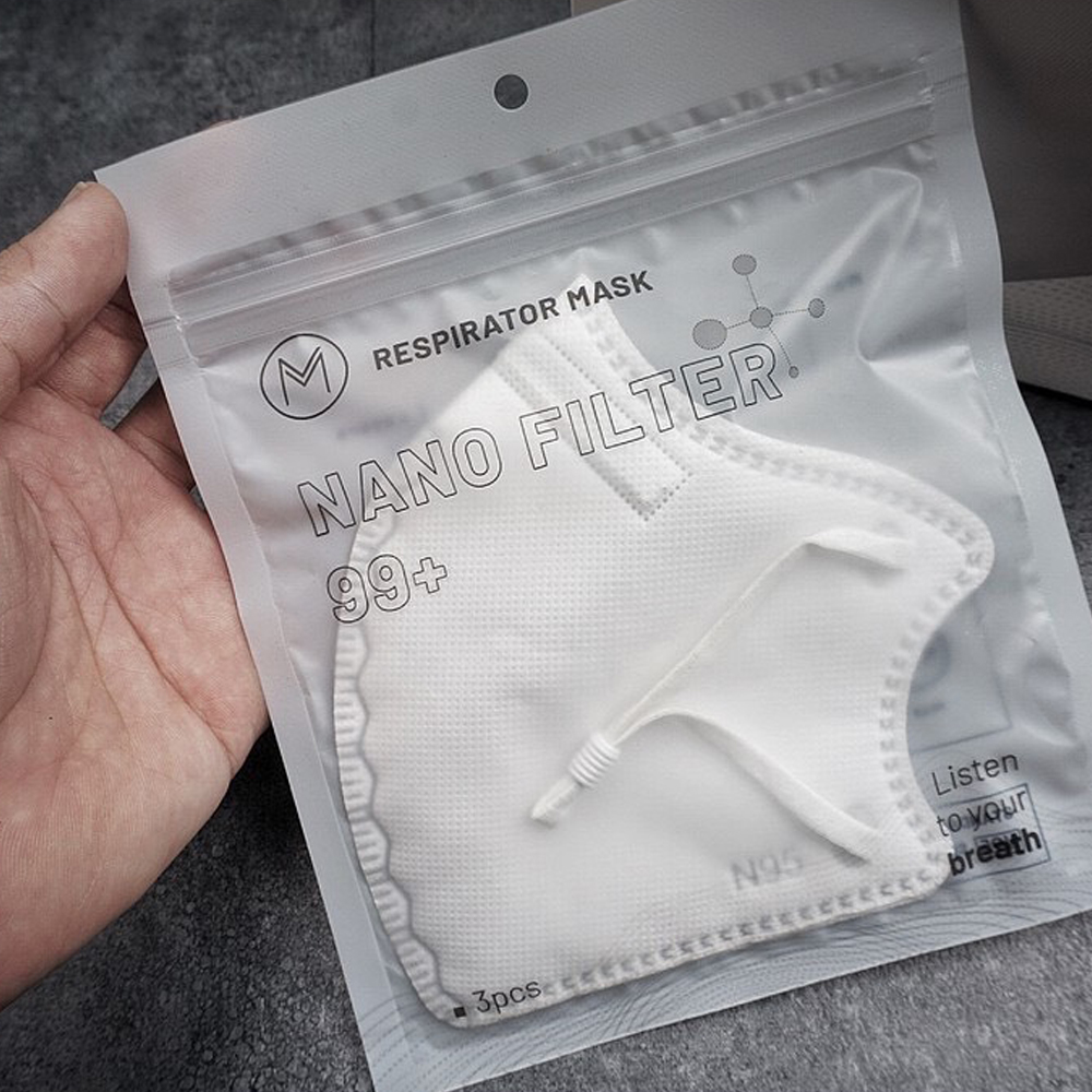 Combo 3 chiếc khẩu trang N99 6 lớp ngăn 99% bụi siêu mịn có kích thước từ 0,3 Mircromet MONA MASK
