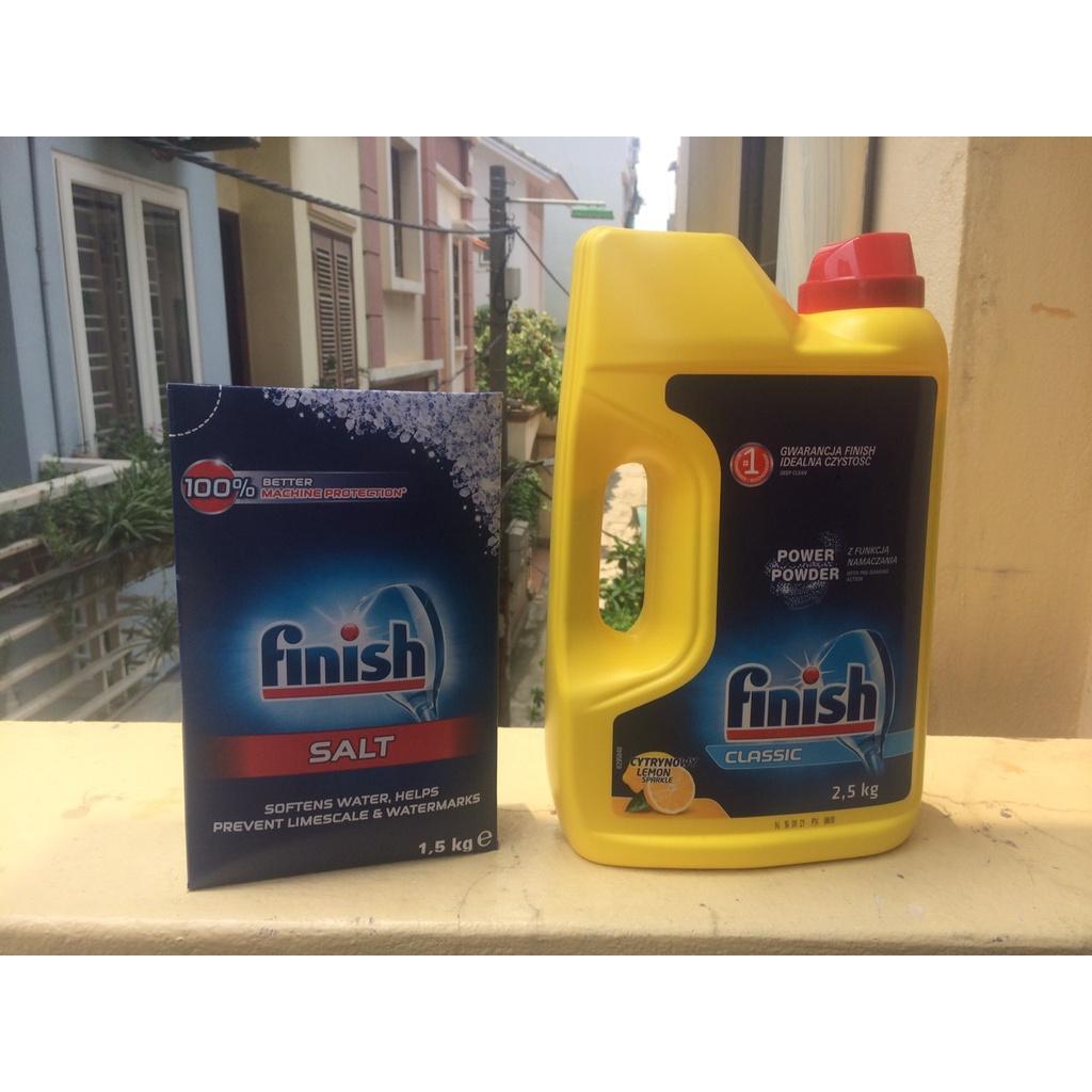 Combo Bột rửa bát finish 2,5kg + Muối rửa bát finish 1.5kg dùng cho Máy rửa bát