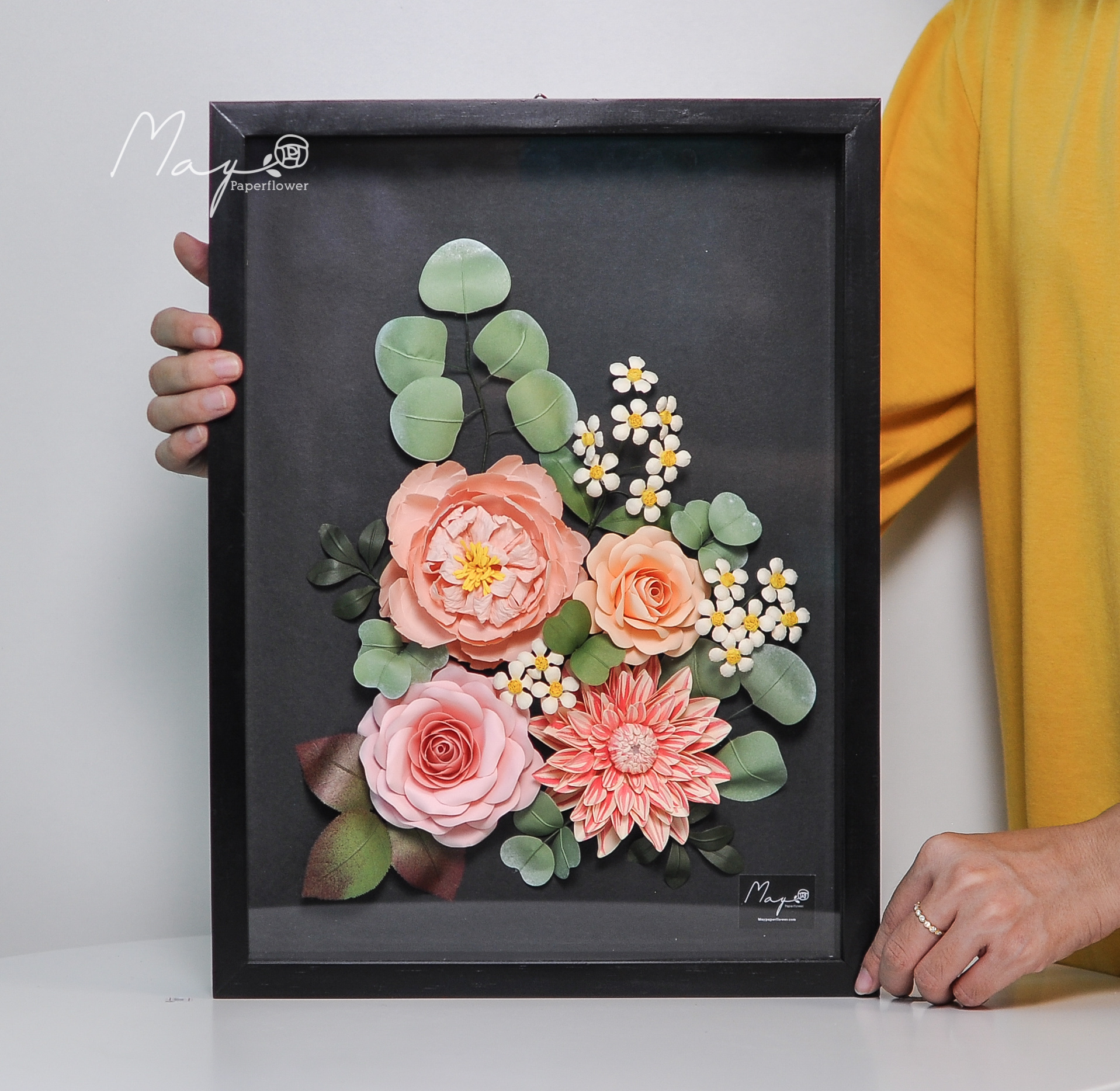 Tranh hoa giấy handmade trang trí cao cấp  SNAPSHOT Secret Garden 30x40cm - Maypaperflower Hoa giấy nghệ thuật