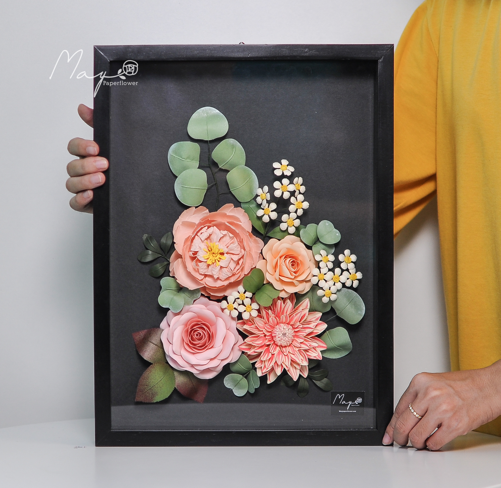 Tranh hoa giấy handmade trang trí cao cấp SNAPSHOT Secret Garden 30x40cm - Maypaperflower Hoa giấy nghệ thuật