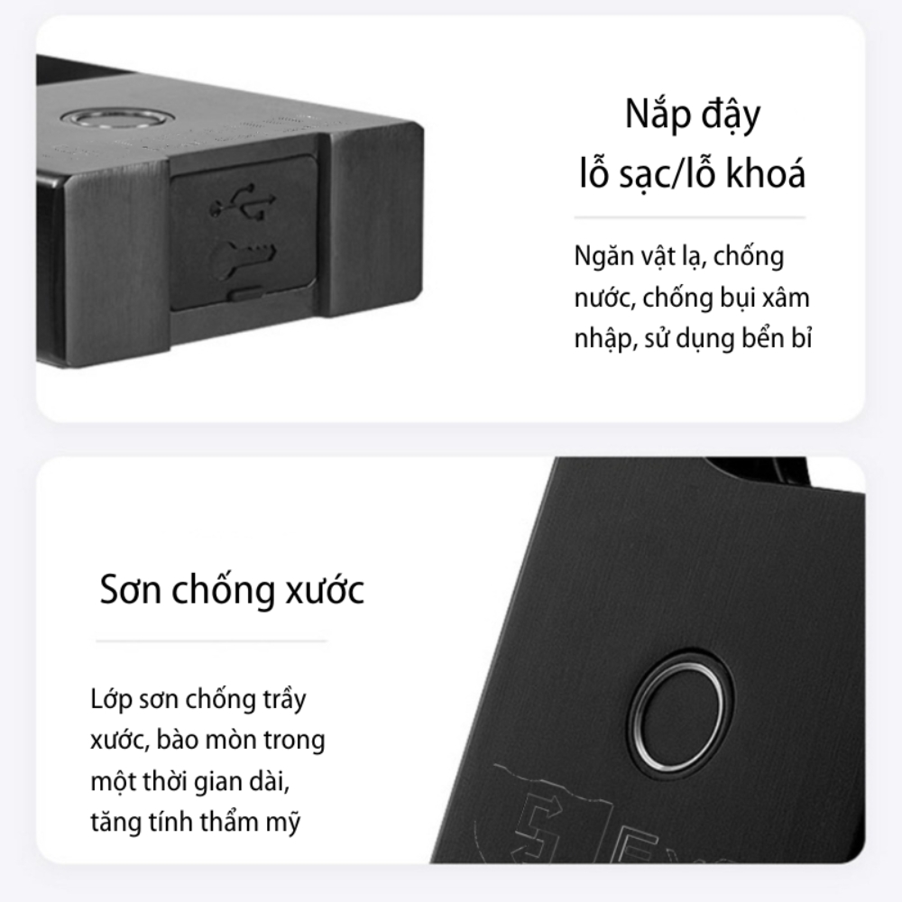 Ổ khóa vân tay chống trộm chống cắt chống nước thông minh kèm chìa Exsmith P803