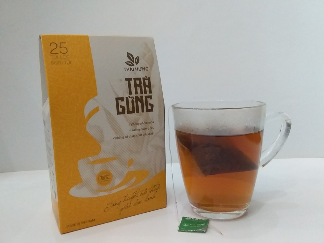 Trà Gừng Thái Hưng Giải cảm lạnh tăng huyết áp thấp - Hộp 25 túi lọc x 5g