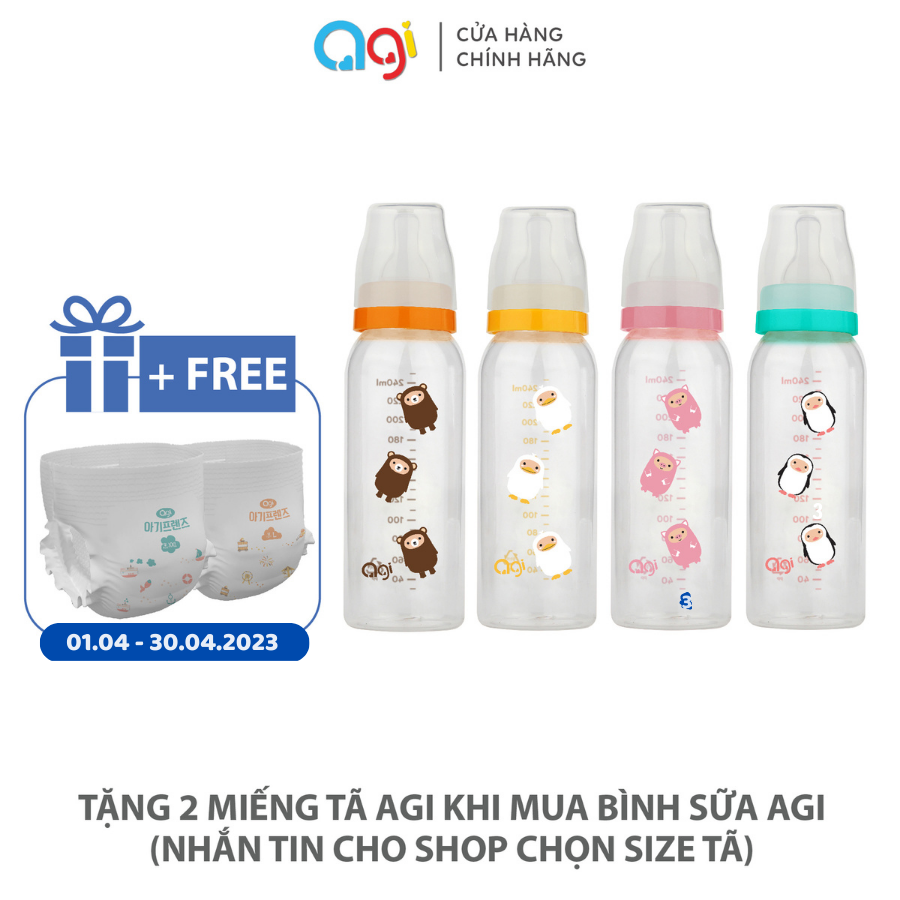 Bình sữa cổ hẹp PP Agi 250ml