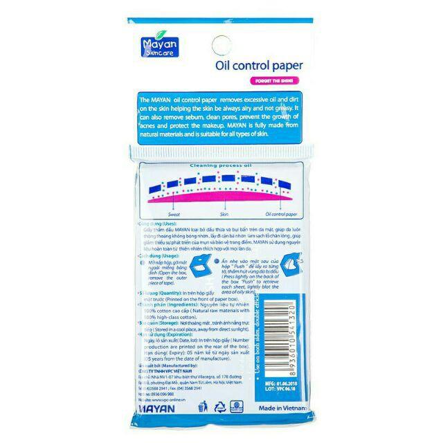 Giấy Thấm Dầu Mayan Oil Control Paper 100 Tờ