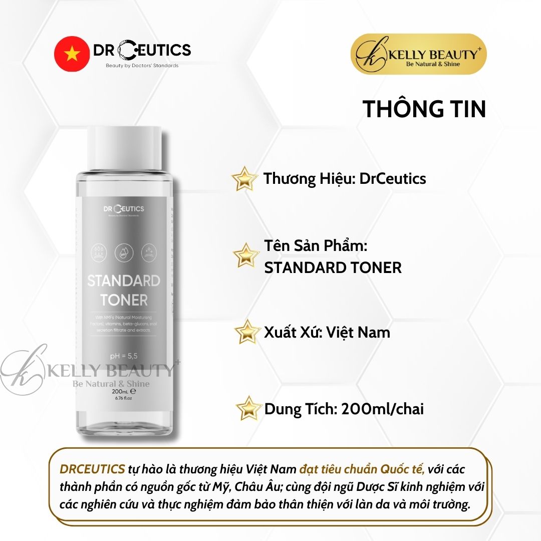 Standard Toner DrCeutics - Dung Dịch Cân Bằng Da, Cấp Ẩm Làm Dịu Mọi Làn Da - Kelly Beauty