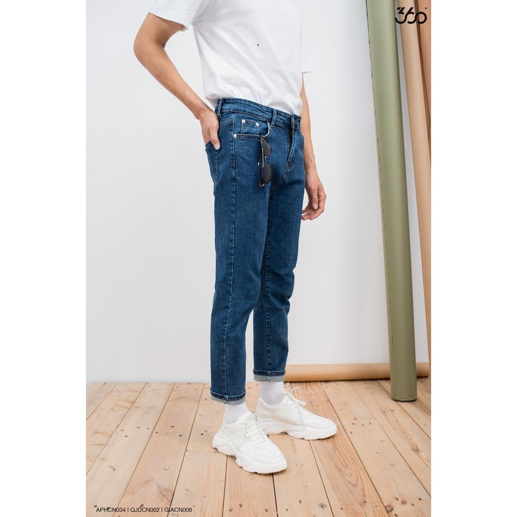 Sale Quần jean nam 360 BOUTIQUE dáng dài trẻ trung, năng động - QJDCN002