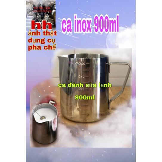 ca inox có vạch định lượng đánh milk foam, đánh sữa lạnh chuyên dụng cụ pha chế trà sữa bartender