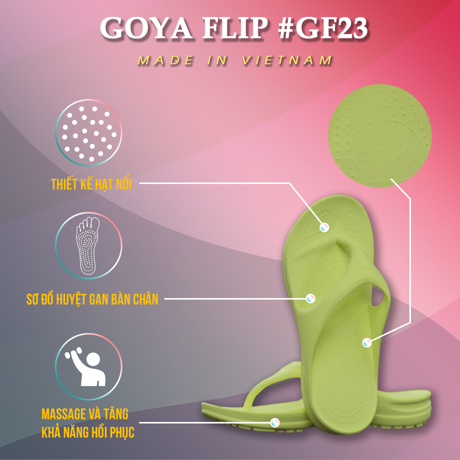 [HOT] Dép Thể thao chạy bộ Goya Flip GF23 - Màu Neon