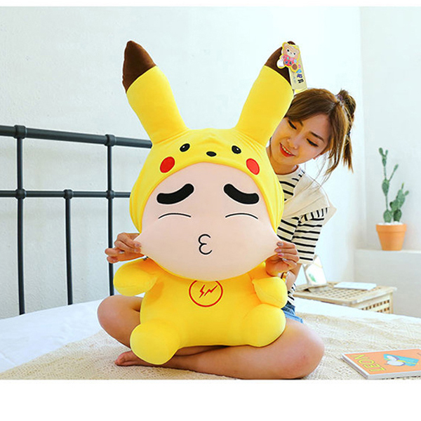 Gấu Bông Shin Cosplay Pikachu GB301 (Tặng 1 Móc Khóa Dây Da Pu Đính Đá Màu Ngẫu Nhiên)