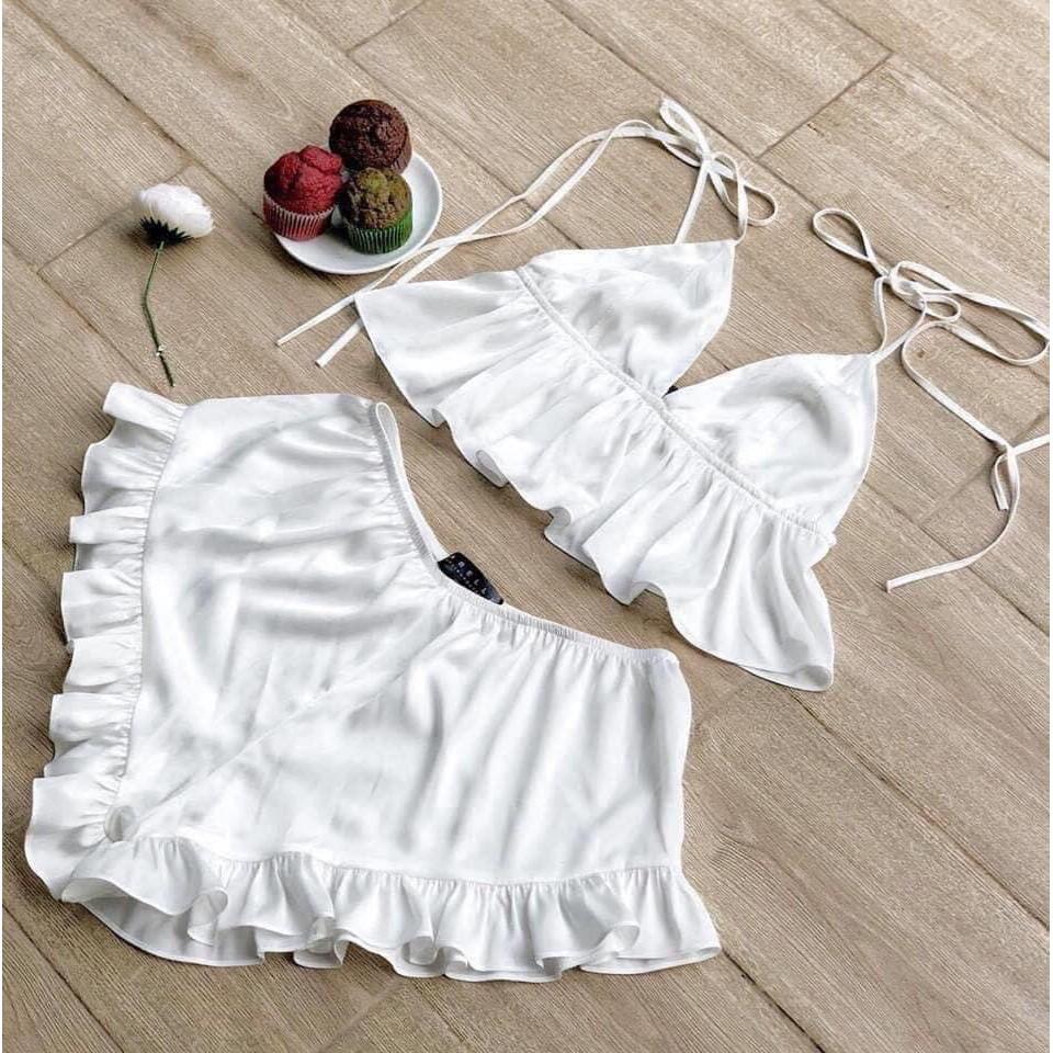 Đồ ngủ nữ sexy hai dây satin cao cấp thoáng mát, hở lưng quyến rũ gợi cảm AN02 - D'Lavia