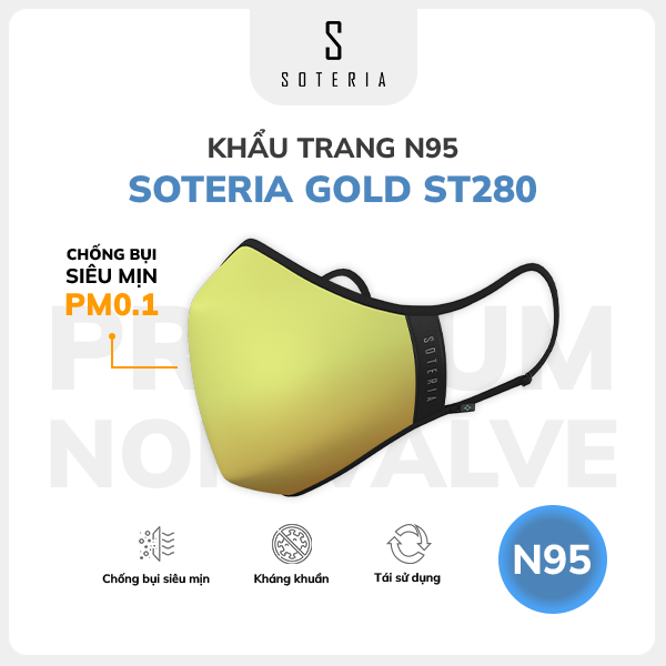 Khẩu trang thời trang Soteria Gold ST280 - N95 lọc 99% bụi mịn 0.1 micro