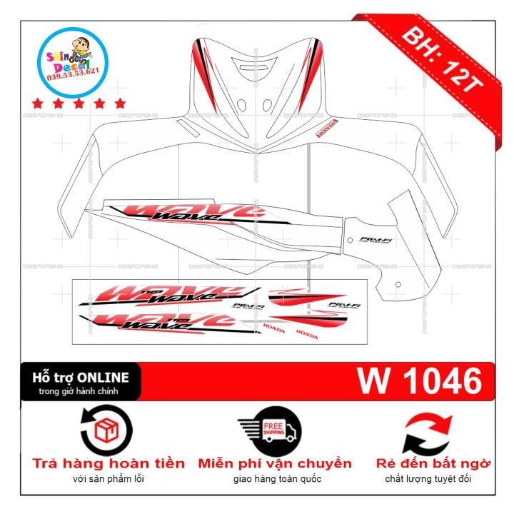 Tem xe wave S 110 trắng đỏ