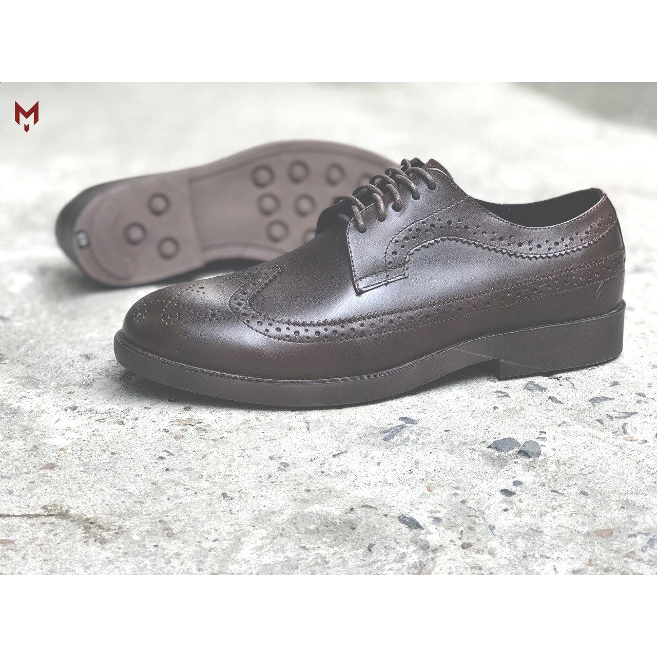 Giày tây công sở nam da bò cao cấp thời trang derby brogues longwing