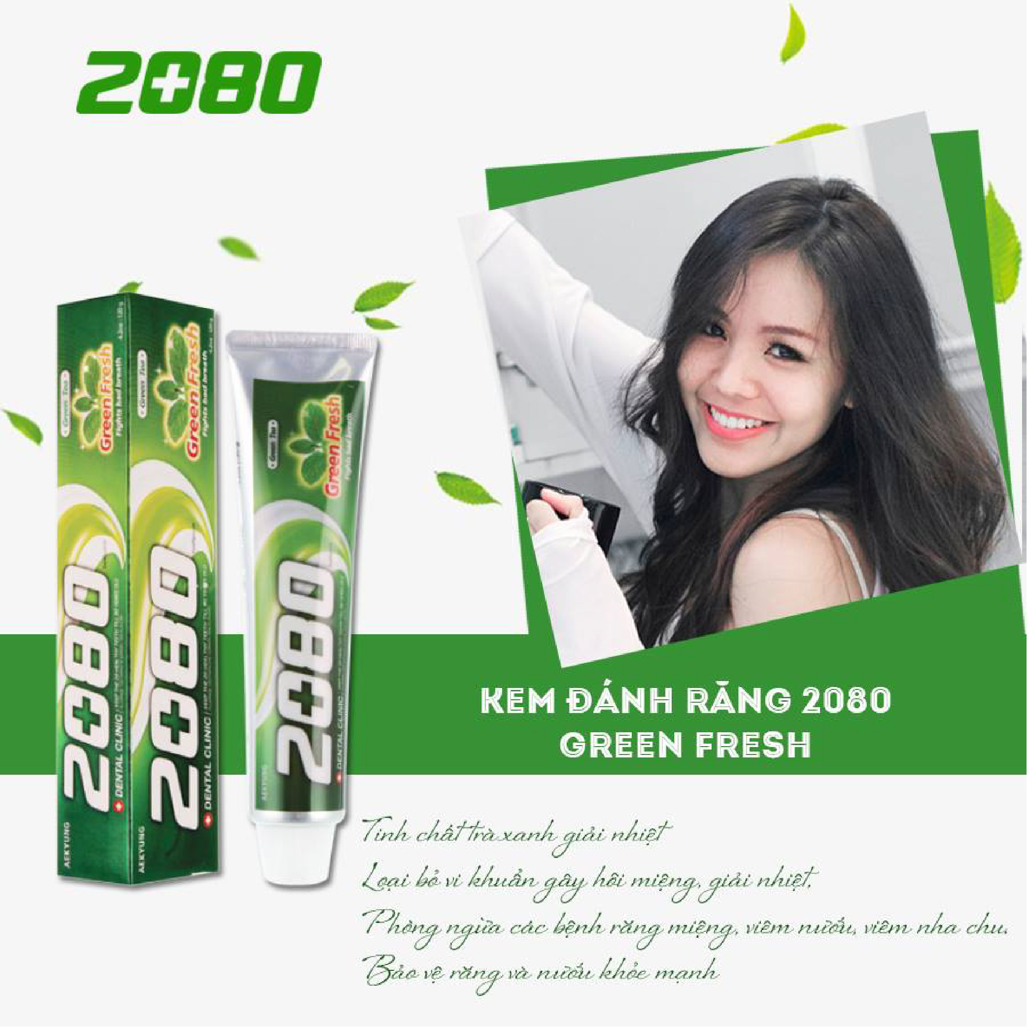 Kem đánh răng cao cấp giải nhiệt và phòng ngừa bệnh răng nướu 2080 GREEN FRESH 120g - Hàn Quốc Chính Hãng