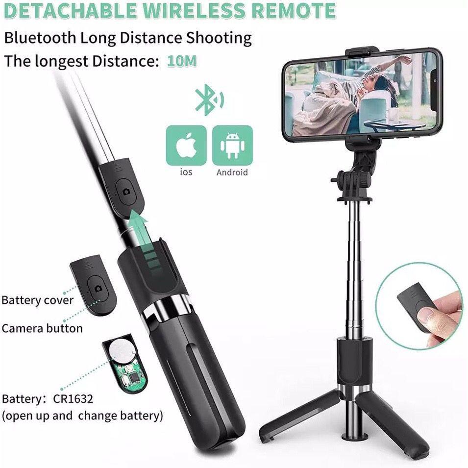 Gậy chụp ảnh tự sướng Selfie Bluetooth Q07 có đèn LED trợ sáng kiêm chân đế Tripod và Kẹp điện thoại