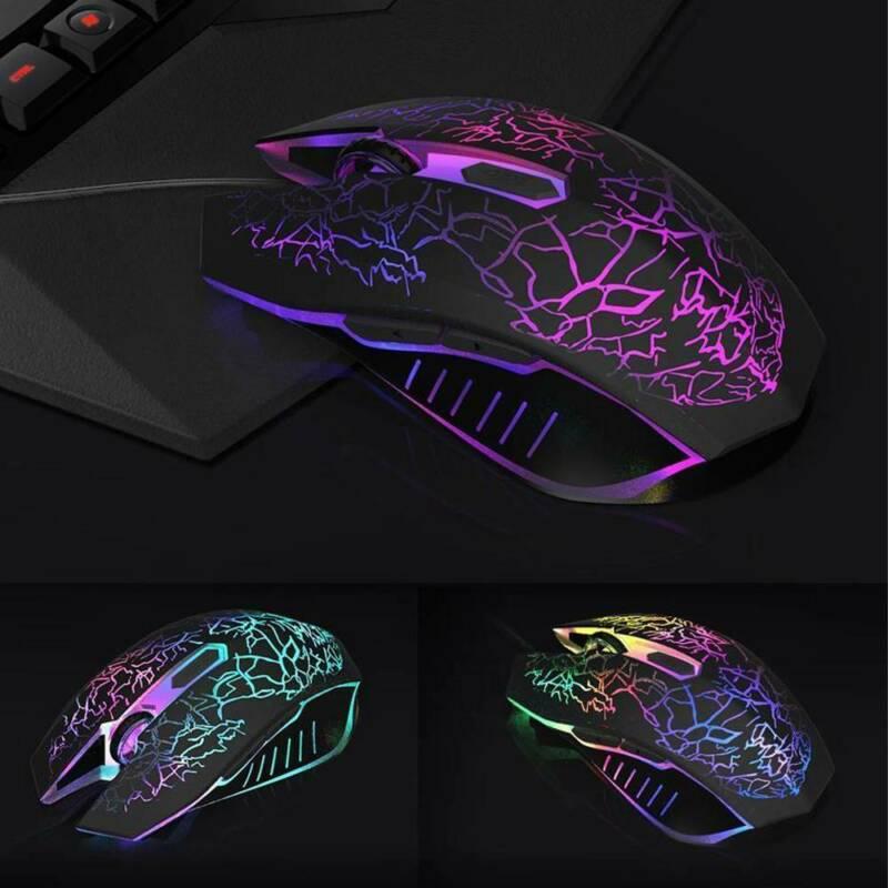 6 Nút 7 Màu Sắc Thở Nhẹ Chuột Chơi Game Có Dây Công Thái Học Máy Tính LED Chuột USB Kết Nối Máy Tính Đa Năng
