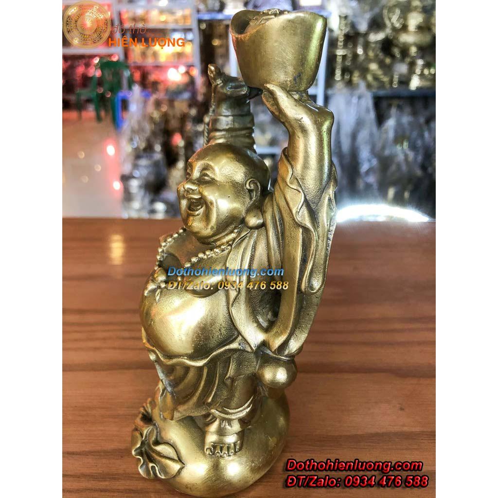 Tượng Di Lạc Bê Thỏi Vàng Bằng Đồng Vàng Cao 20cm
