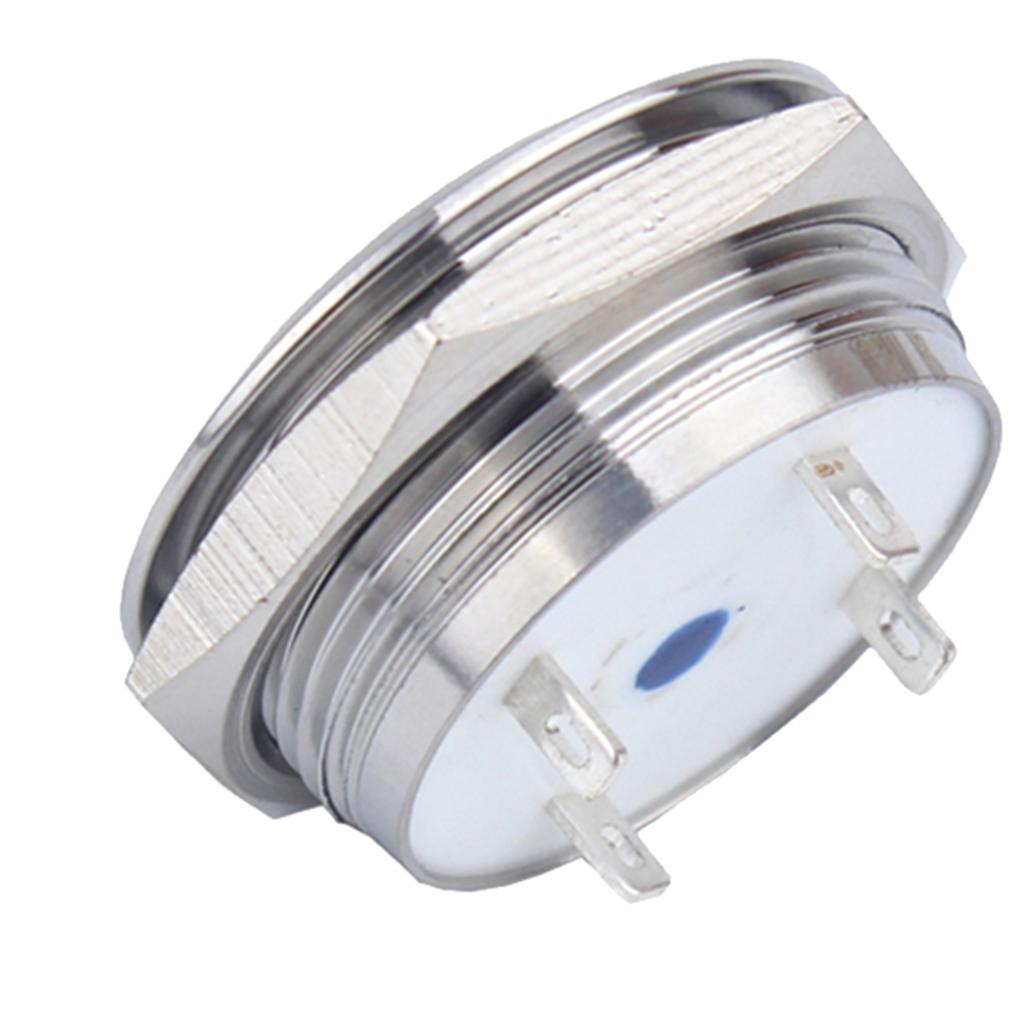 25mm 12V Kim Loại Chống Nước LED Xanh Dương Resetable Nút ấn Công Tắc Đèn Báo