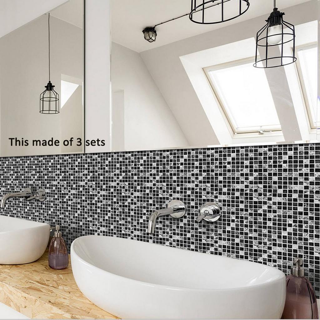 Black and White Mosaic Tile Sticker Kitchen Bathroom Floor Wall Decoration