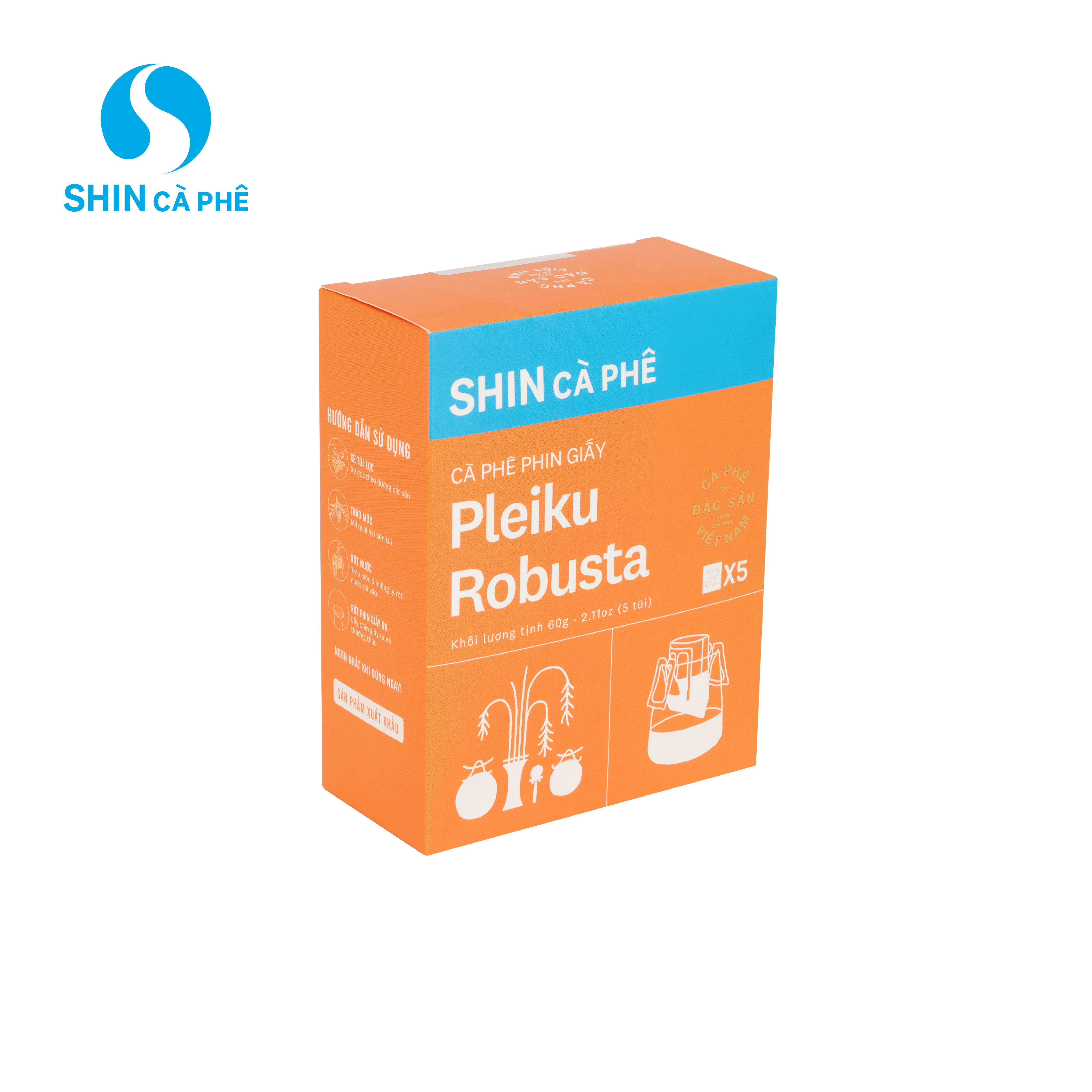 SHIN Cà Phê - Pleiku Blend Phin Giấy tiện lợi hộp 5 gói