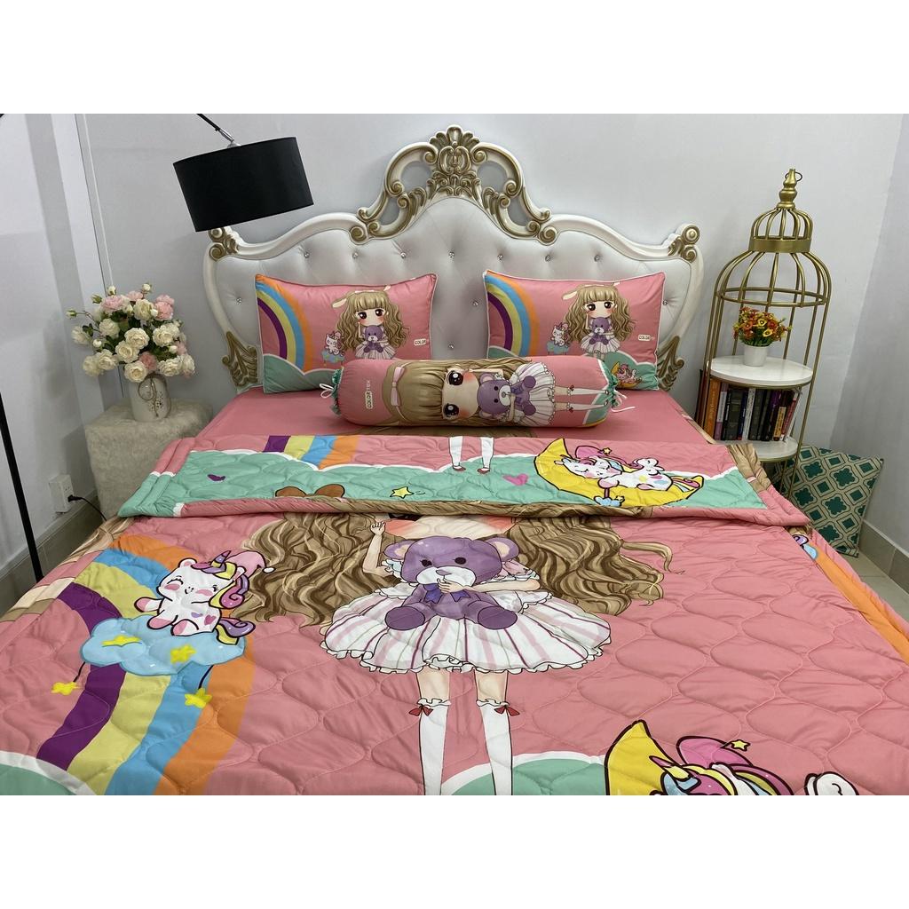Bộ Drap mền gối thun Ý 5D Cao Cấp , mát lạnh, thấm hút tốt.