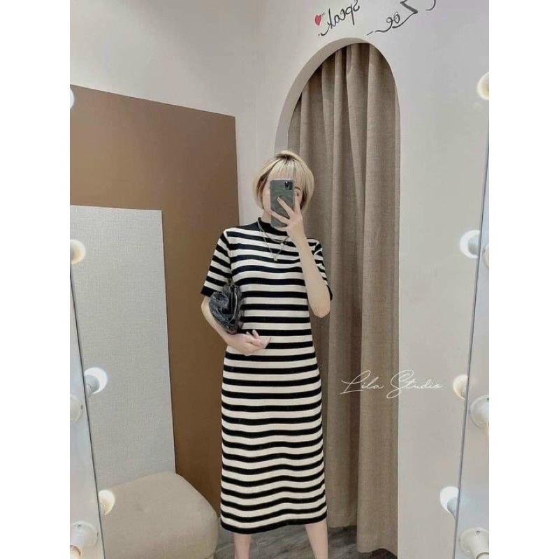 Váy len suông đầm len mongtoghi dáng suông tay lỡ cổ 2 phân