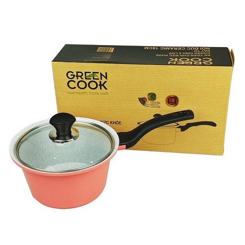 Quánh đúc đáy từ vân đá chống dính Green cook GCS02-18IH Size 18cm-hàng chính hãng