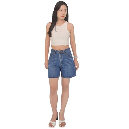 Quần jean short nữ SJS02_Quần short đùi nữ, quần jean đùi nữ from chữ A 2 túi trước, co giãn nhẹ, chĩnh hãng SAMMA JEANS