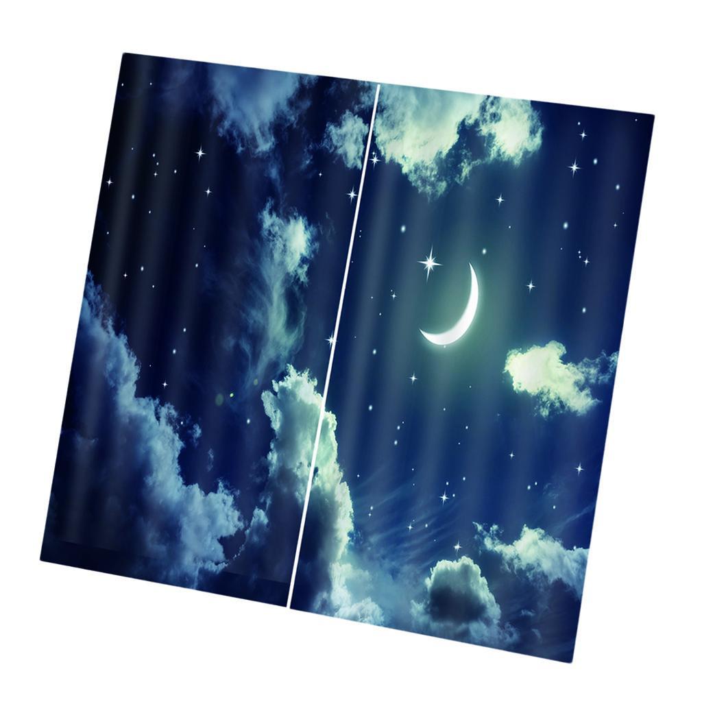 Night Sky Print Living Room Window Drapes 2 Panel Set MACHINE WASHABLE