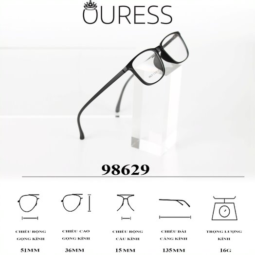 Gọng kính nhựa dẻo tr90 thời trang nam nữ Ouress 98629