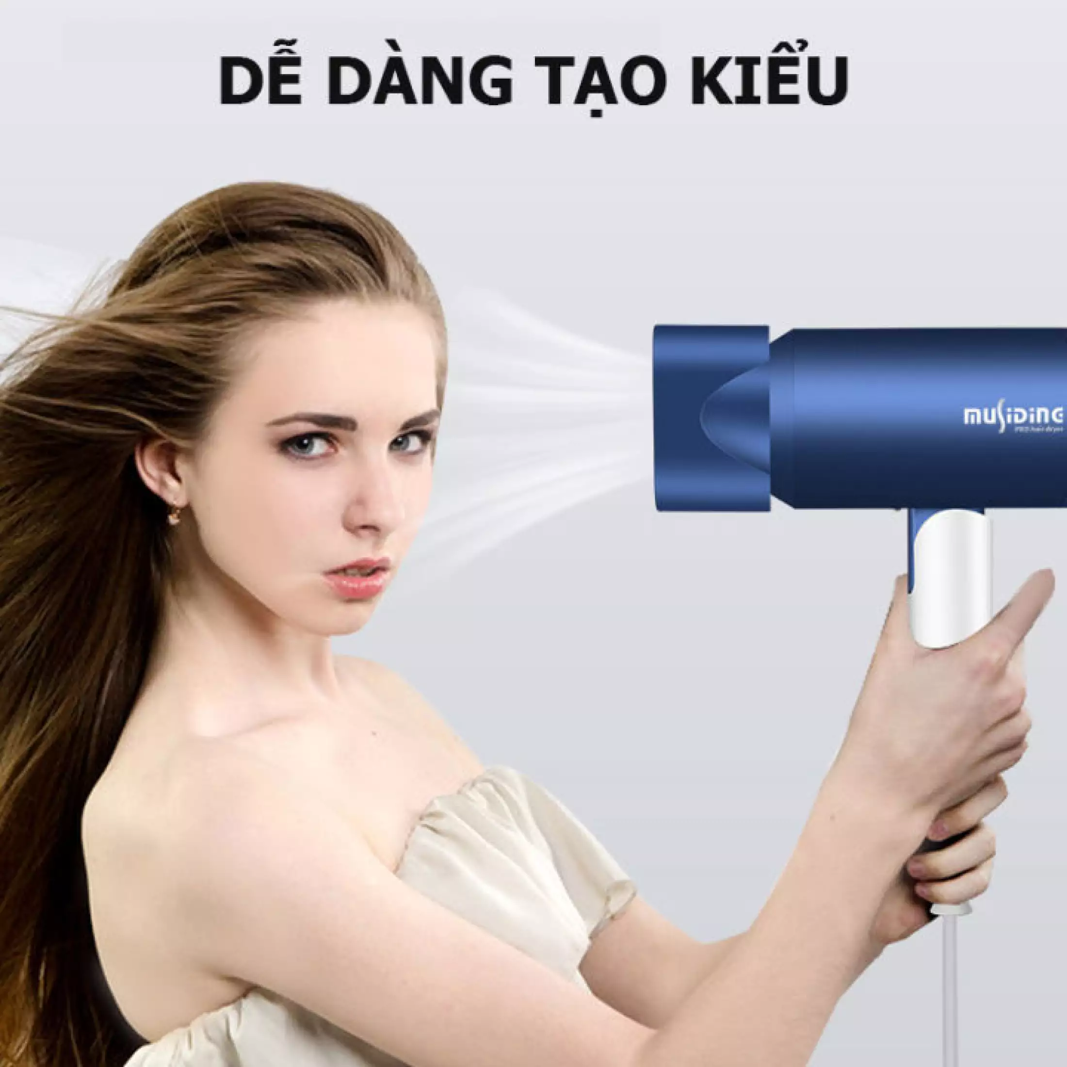 Máy sấy tóc MuSidine công suất lớn 2000W - Máy sấy tóc 2 chiều nóng lạnh, công nghệ sấy lạnh và ion âm bảo vệ tóc, tạo kiểu chuyên nghiệp chuẩn Salon gấp gọn tiện lợi - Máy sấy tóc cao cấp gấp gọn tiện lợi