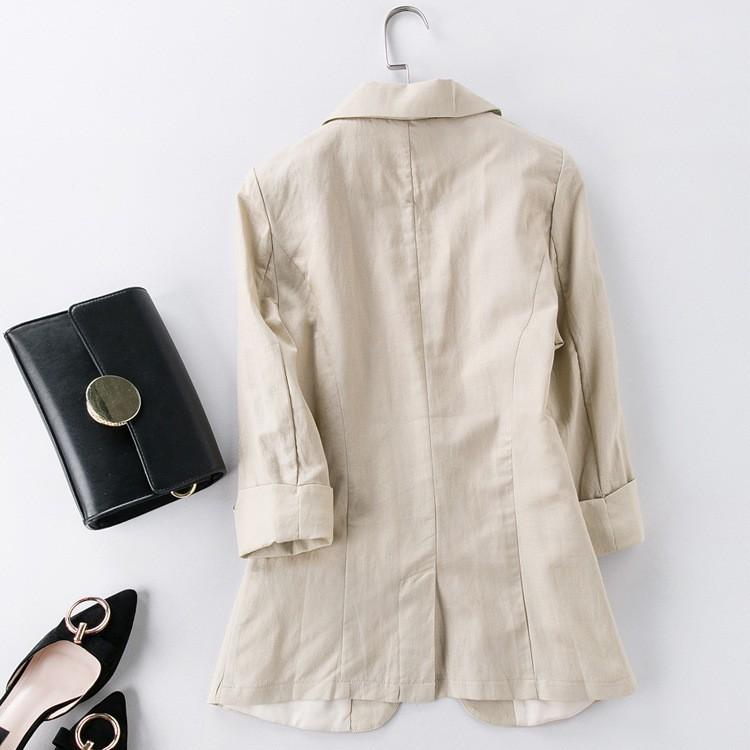 Áo vest blazer Linen nữ dáng lửng tay lỡ túi hộp, thời trang phong cách trẻ