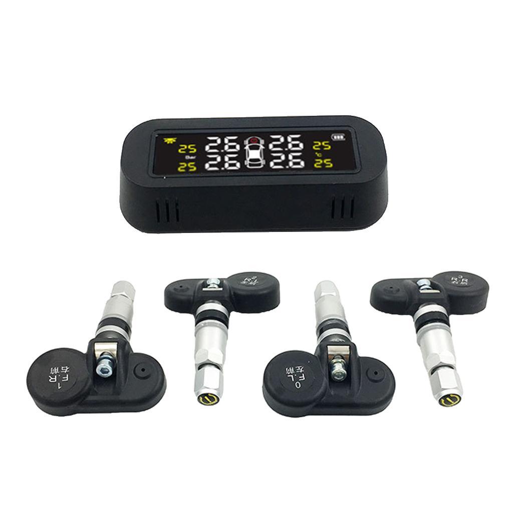 Solar USB LCD Car Tire Pressure Monitoring System + 4 Internal Sensors Set