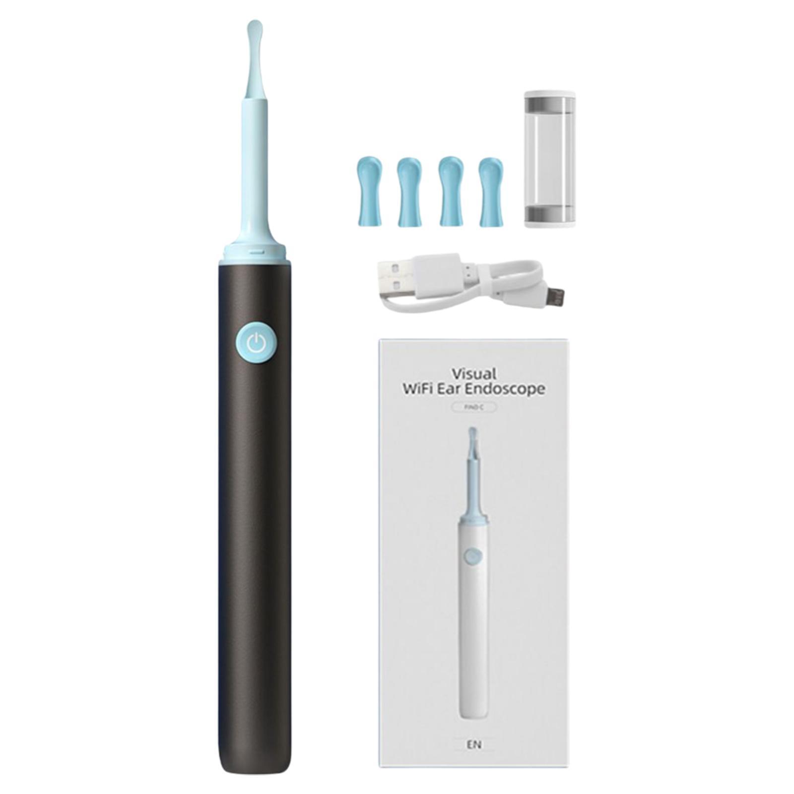 Ear Cleaning Kits 5MP with Ear Cleaning Tool Wireless 6 LED Lights Black