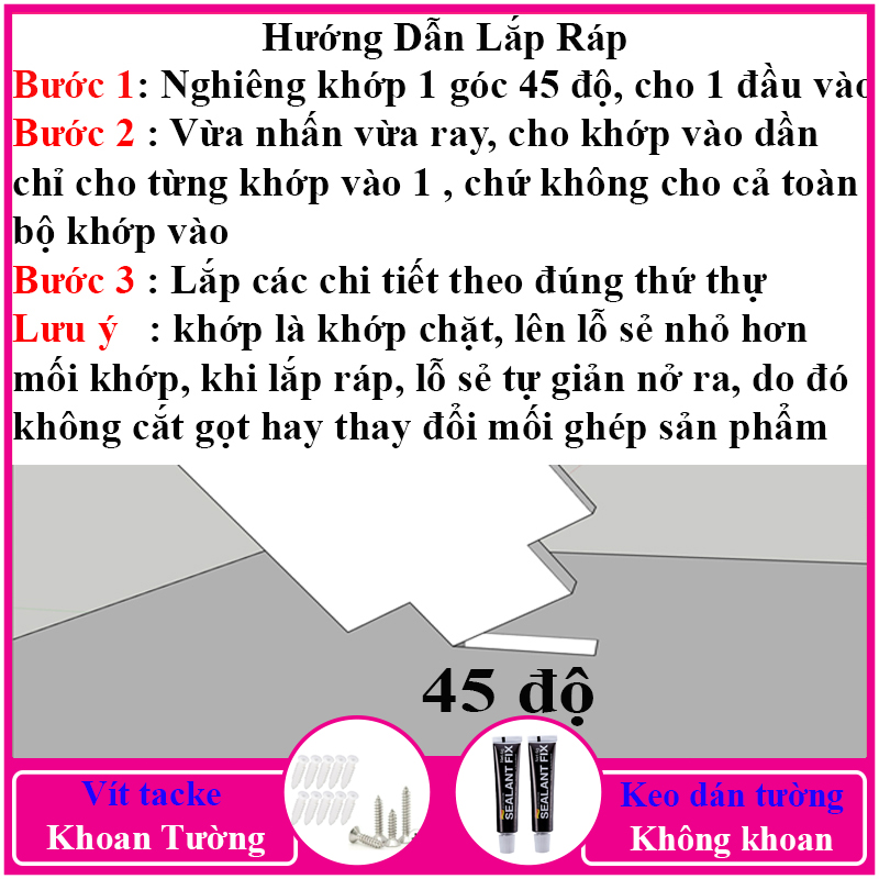 Kệ treo tường trang trí không cần khoan, chất liệu gỗ nhựa cao cấp màu trắng, decor không gian sống - a05