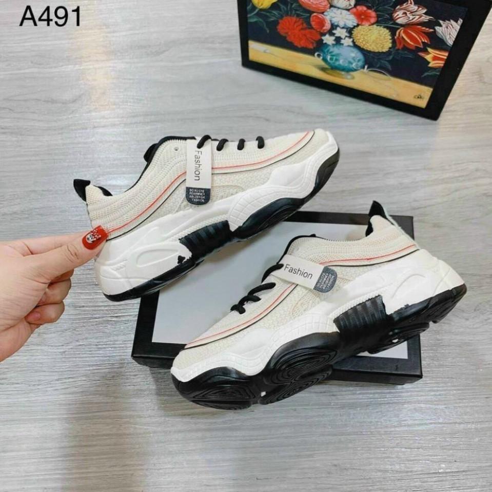 Giày Sneakers Nữ, Giày Thể Thao Nữ Đế Độn 3cm Lượn Sóng Màu Kem Cá Tính Hot Trend Minhtushoes Giày Dép Nữ Cao C