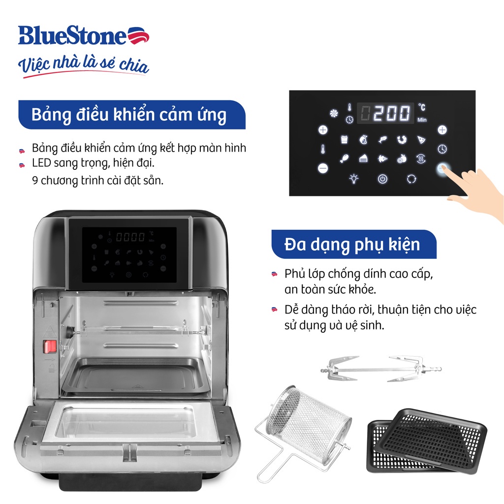 Nồi Chiên Không Dầu Điện Tử Bluestone AFB-5888, Dung Tích 10Lit, Hàng Chính Hãng