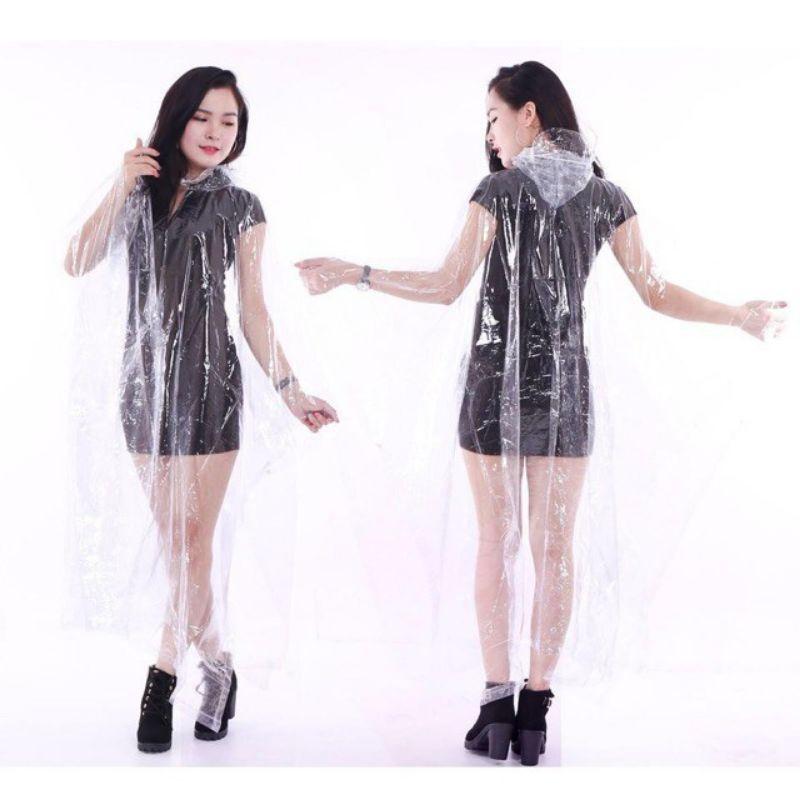 Áo mưa trong suốt 1 đầu đi mưa