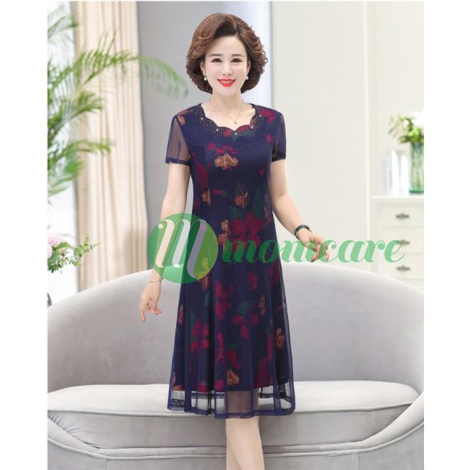 Đầm trung niên cao cấp V10 - Váy nữ lớn tuổi trung tuổi dự tiệc dạ hội sang trọng cho mẹ - Thời trang đẹp U40 U50