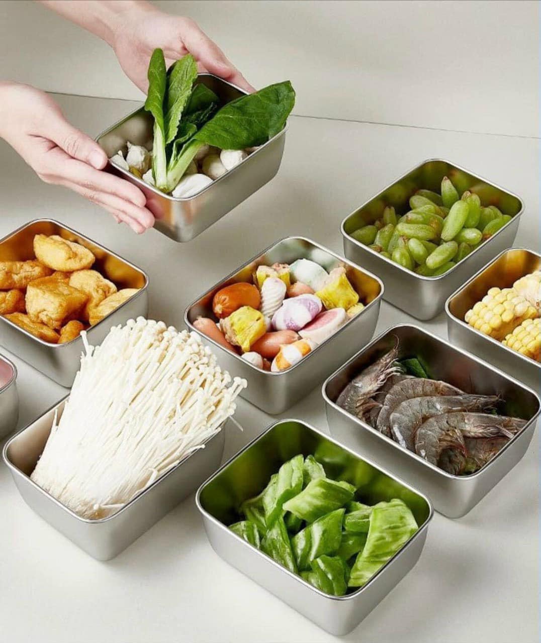 Hộp Đựng Thực Phẩm Tủ Lạnh, Đồ Ăn Bằng Inox 304 Có Nắp Nhựa Kèm Theo Tiện Lợi