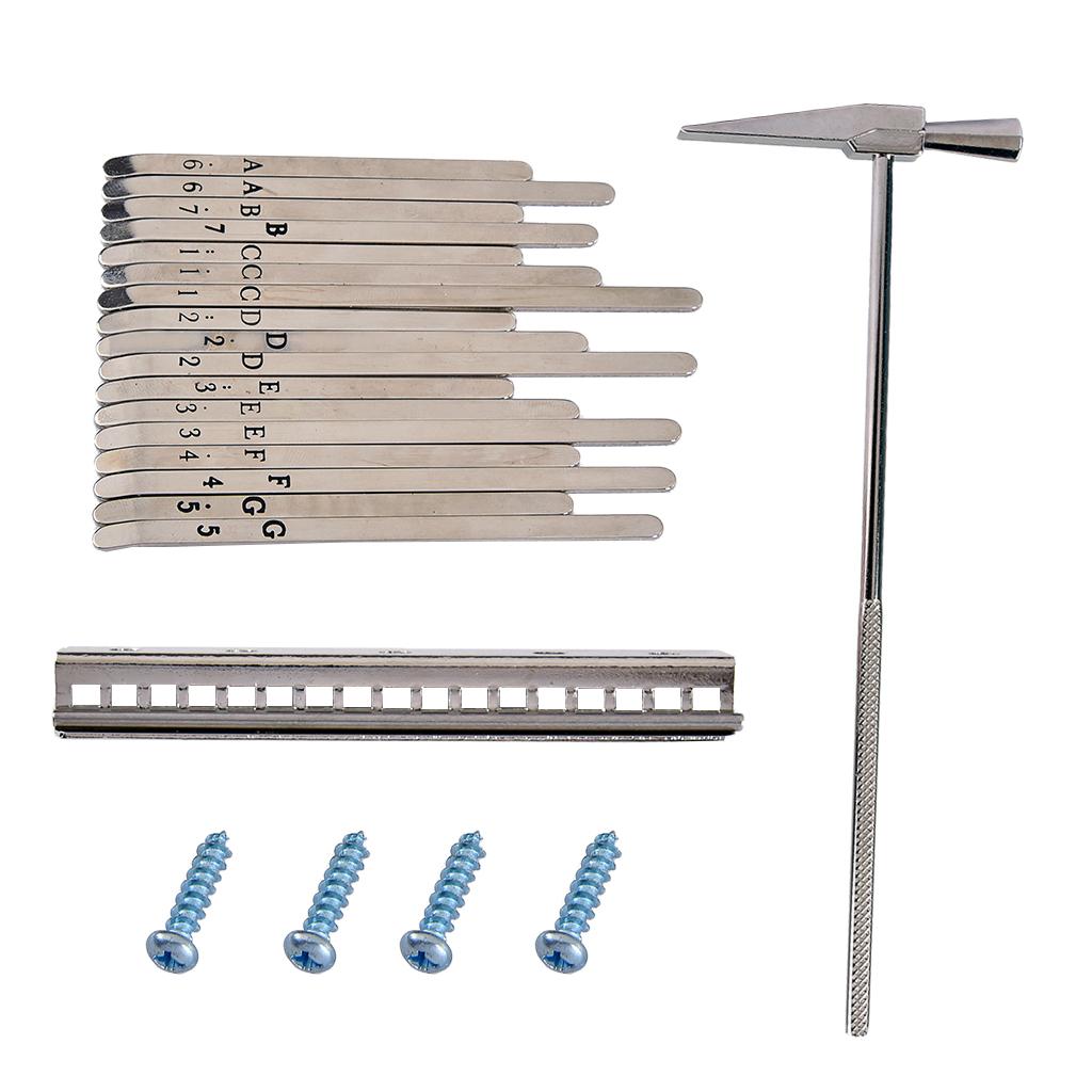 Sunnimix 1 Bộ DIY Ngón Tay Cái Đàn Piano Thép Không Gỉ Phím Phần Cứng Cho 17 Phím Kalimba Linh Kiện Thay Thế