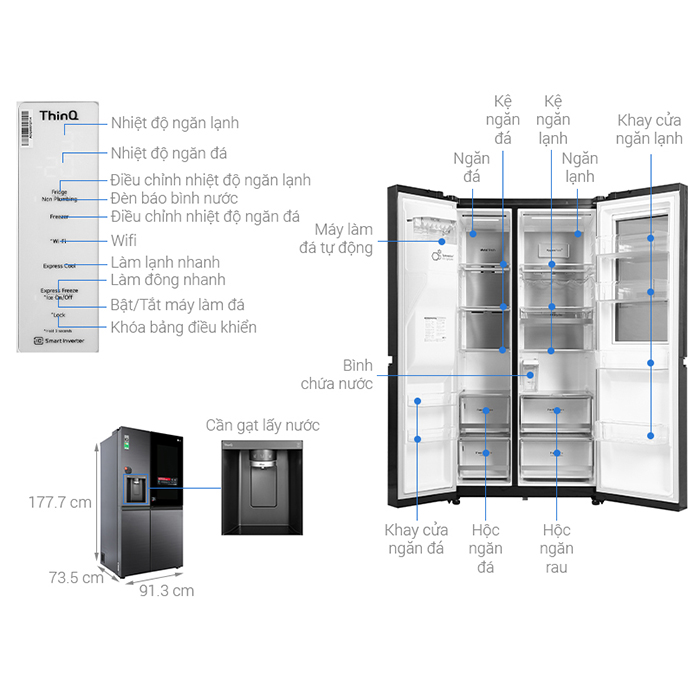 Tủ lạnh LG Inverter 635 Lít GR-X257MC - Chỉ giao Hà Nội