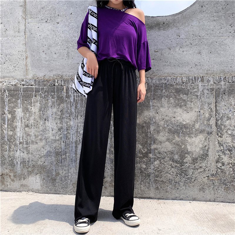 Quần ống suông rộng culottes gân tăm mềm mát