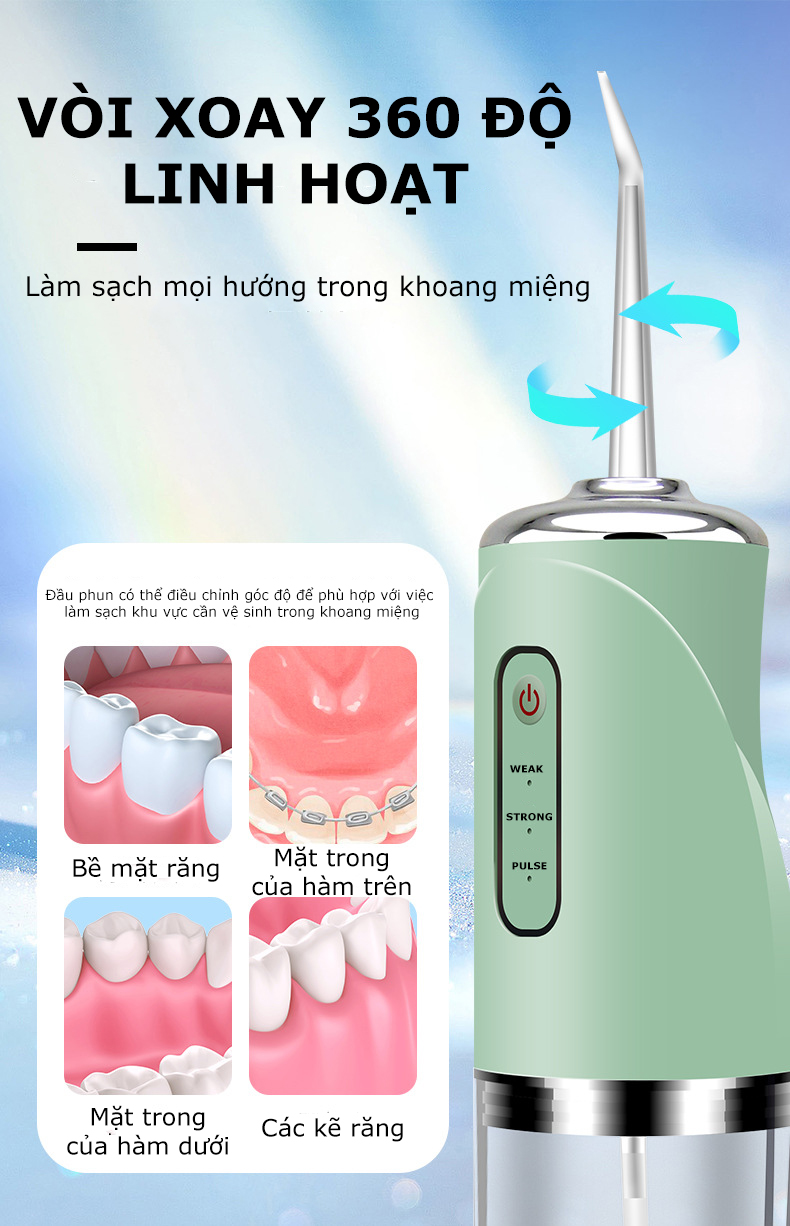 Máy tăm nước SeaSy SS66 pro chống nước vệ sinh răng miệng cao cấp với 3 chế độ vệ sinh răng miệng, bảo vệ nướu - Hàng Chính Hãng