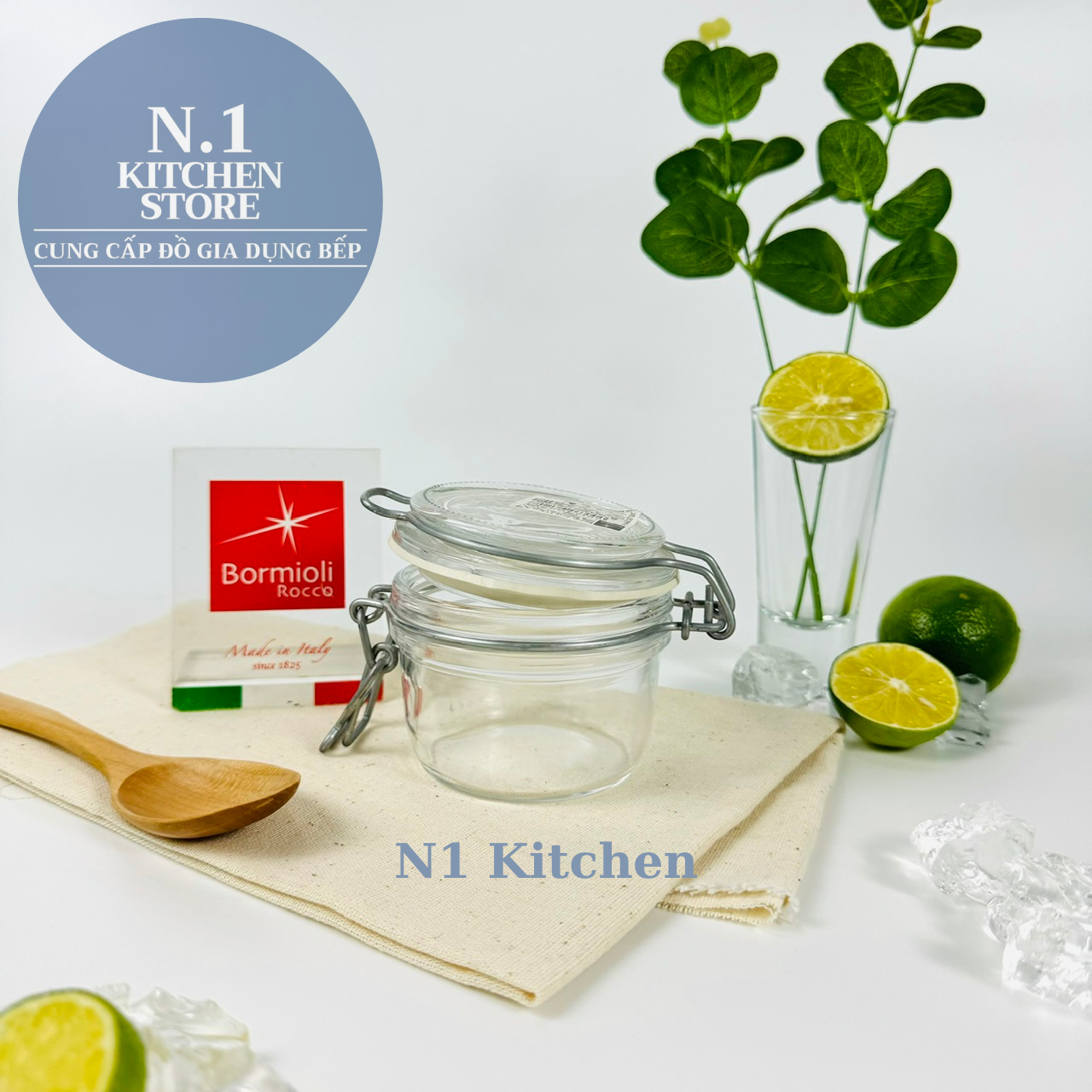 Fido hũ thủy tinh nắp cài kín hơi 130ml Bormioli Rocco - Hàng chính hãng