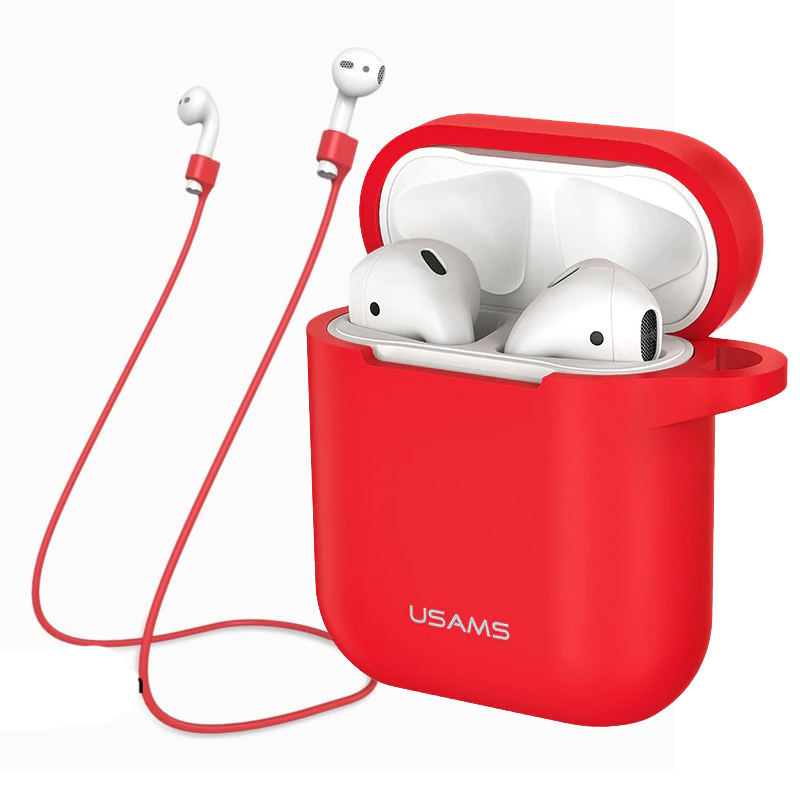 Bao case silicon và dây nối chống mất tai nghe Usams cho Apple Airpods / Earpods - Hàng chính hãng