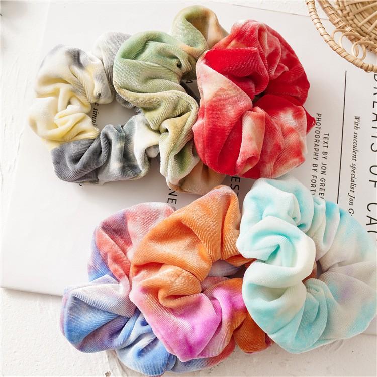 Dây Cột Tóc Scrunchies Màu Loang Phong Cách Hàn Quốc Chất Liệu Vải Nhung - Mã DT014