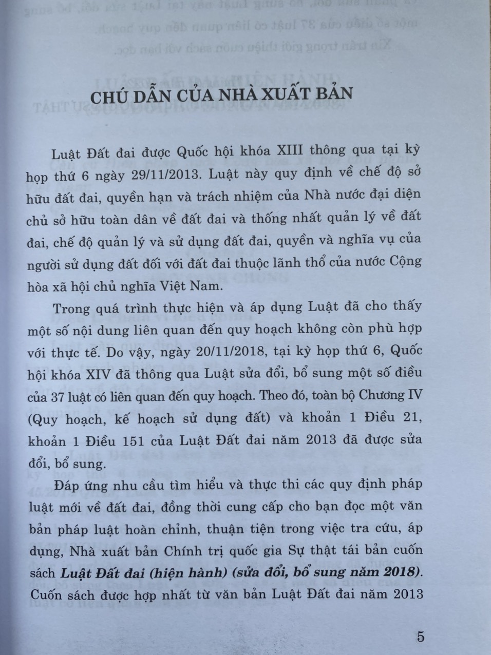 Luật Đất Đai ( Hiện hành) ( sửa đổi, bổ sung năm 2018)