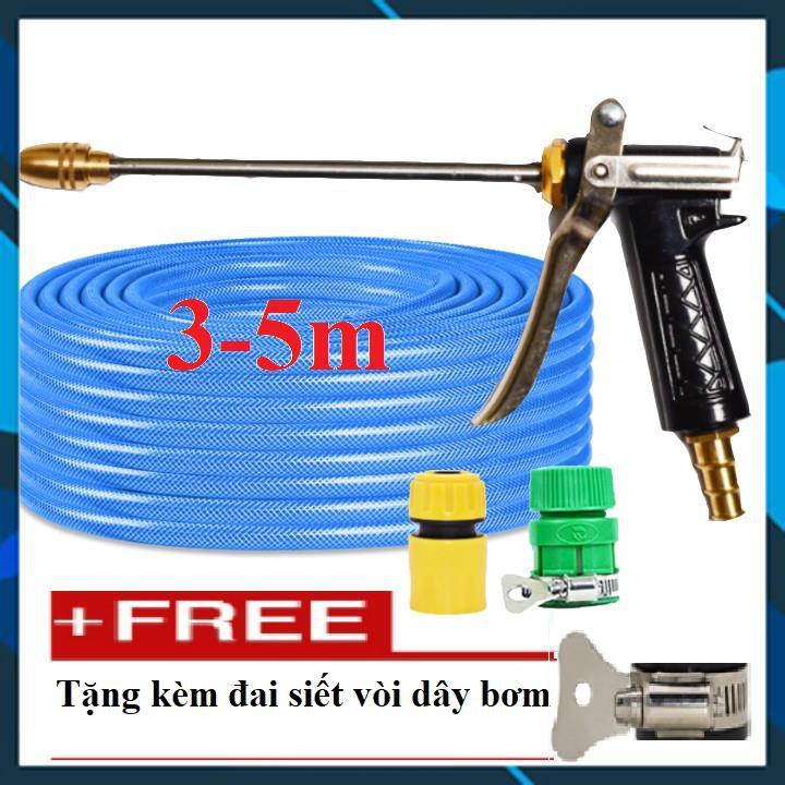 ️ Bộ dây vòi xịt nước rửa xe,tưới cây ,tăng áp 3 lần,loại 3m, 5m 206318 đầu đồng,cút,nối nhựa vàng+ đai